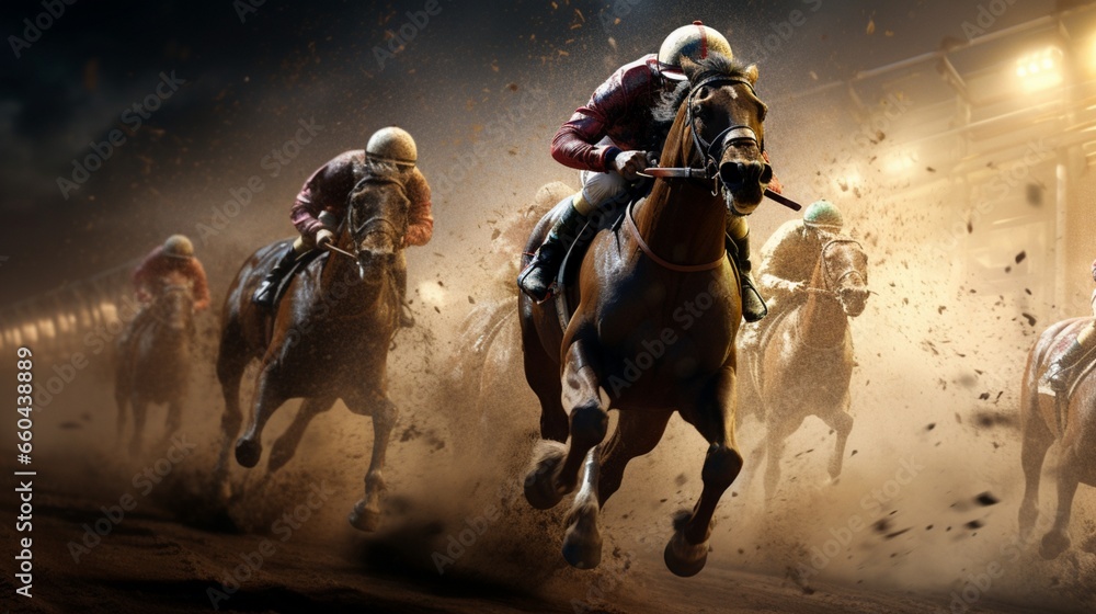 Immerse yourself in the world of high-stakes horse racing, where driven competitors vie for glory. Immerse yourself in the world of high-stakes horse racing, where driven competitors vie for glory.