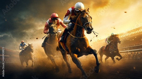 Immerse yourself in the world of high-stakes horse racing, where driven competitors vie for glory. 