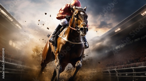 Immerse yourself in the world of virtual horse racing where the pursuit of victory knows no bounds.  © hamad