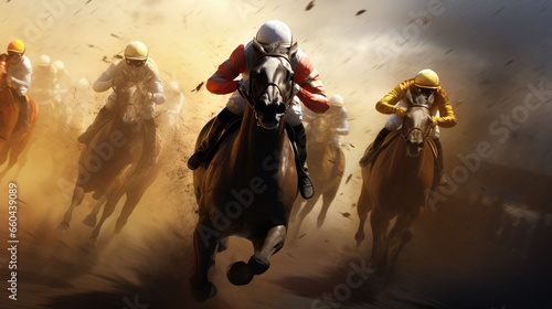 Join the virtual crowd and witness the extraordinary speed and agility of crafted racehorses.  © hamad