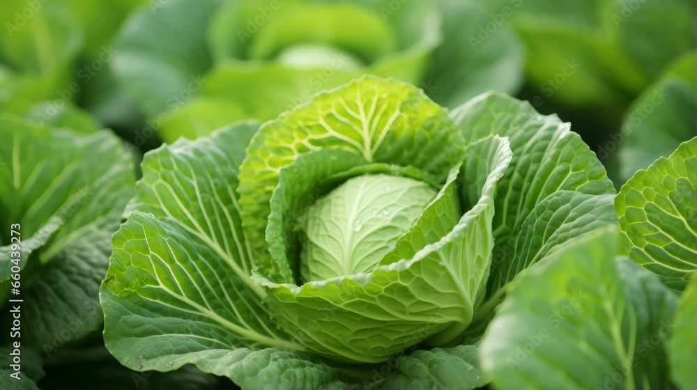 Cabbage growing in a garden, Generative AI Cabbage growing in a garden, Generative AI