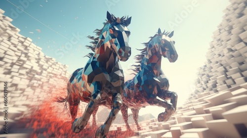 Prepare to be captivated by the spectacle of pixelated horses pushing their limits in the arena. 