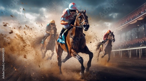 Step into the virtual arena and experience the adrenaline rush of high-speed horse racing like never before.  © hamad