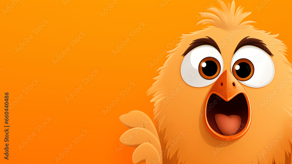 Cute Cartoon Surprised Chicken