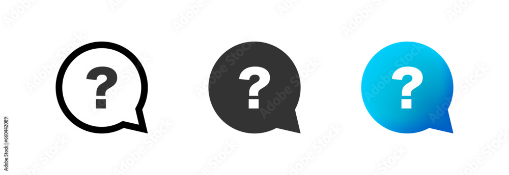 Question mark in round speech bubble icon. Vector isolated illustration - obrazy, fototapety, plakaty 