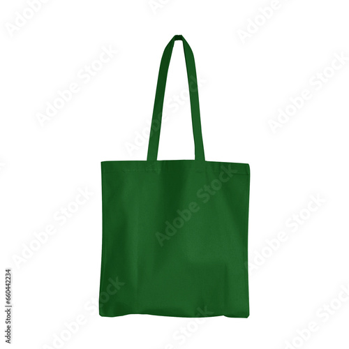 Blank tote bag mockup for presentation design, prints, patterns. Green canvas tote bag