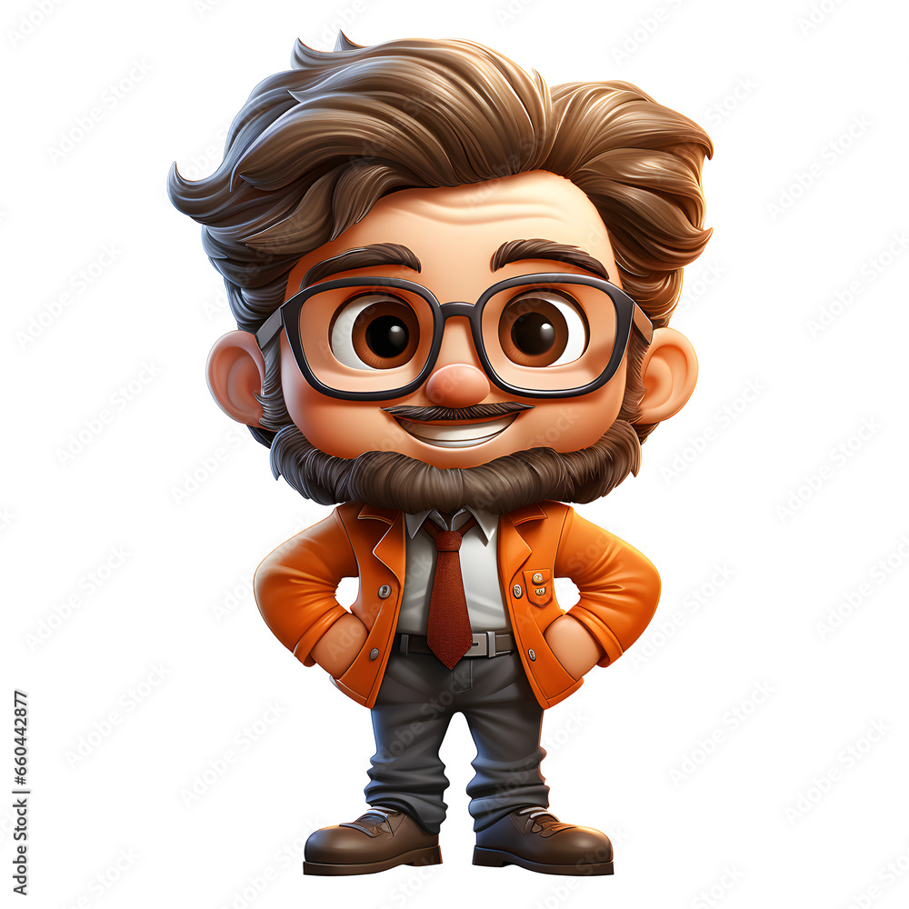 Business man character with 3D Illustrations, custom and unique character illustrations, mascots, avatars can add personality to digital products, clip art isolated on a transparent background