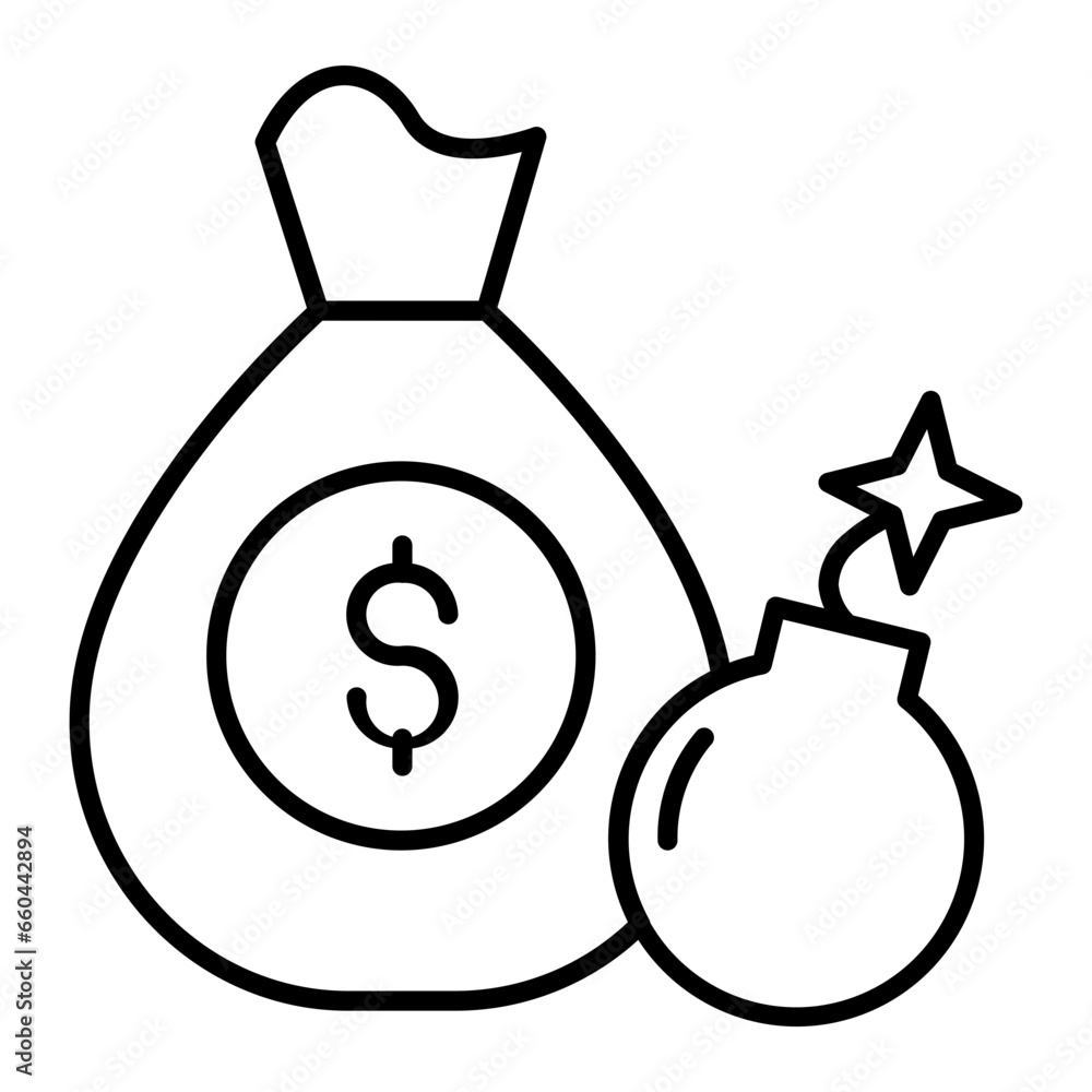 Investment Risk Outline Icon Investment Risk Outline Icon