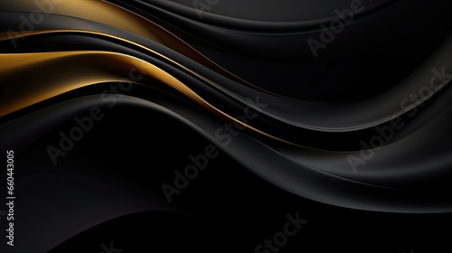 Luxurious Black Wave. Elegant and Artistic Abstract Organic Line on a Beautiful Dark Background.