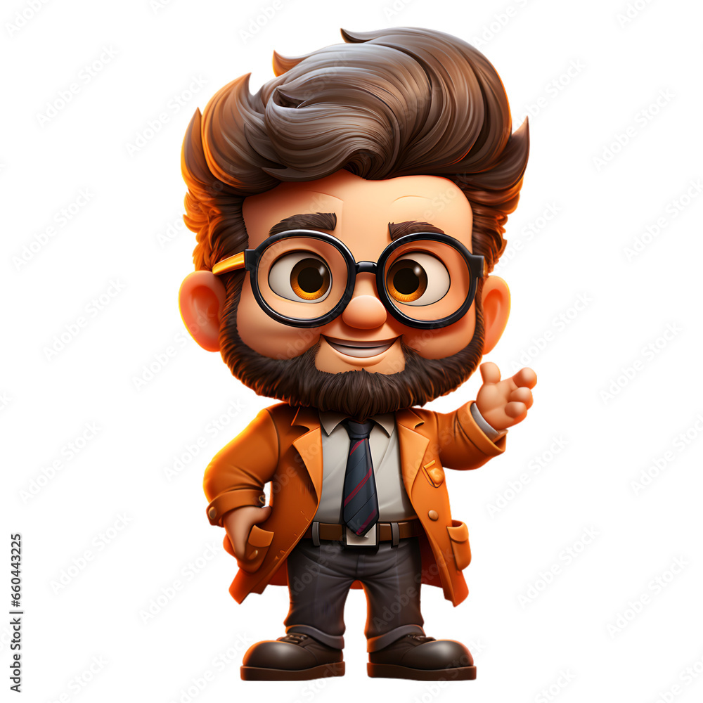 Business man character with 3D Illustrations, custom and unique character illustrations, mascots, avatars can add personality to digital products, clip art isolated on a transparent background