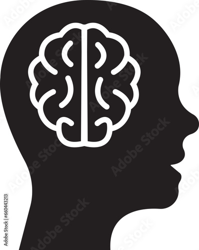 Mental health flat icon. Emotional support, Inspiration, Opportunity pictogram. Psychology Therapy Outline sign. Intellectual Process Symbol isolated on transparent background.