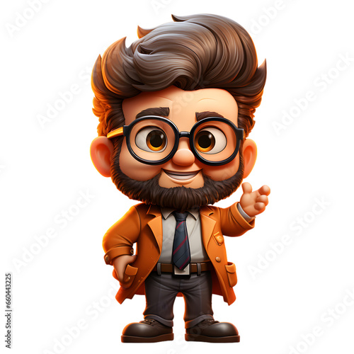 Business man character with 3D Illustrations, custom and unique character illustrations, mascots, avatars can add personality to digital products, clip art isolated on a transparent background © JUMPEE STUDIO