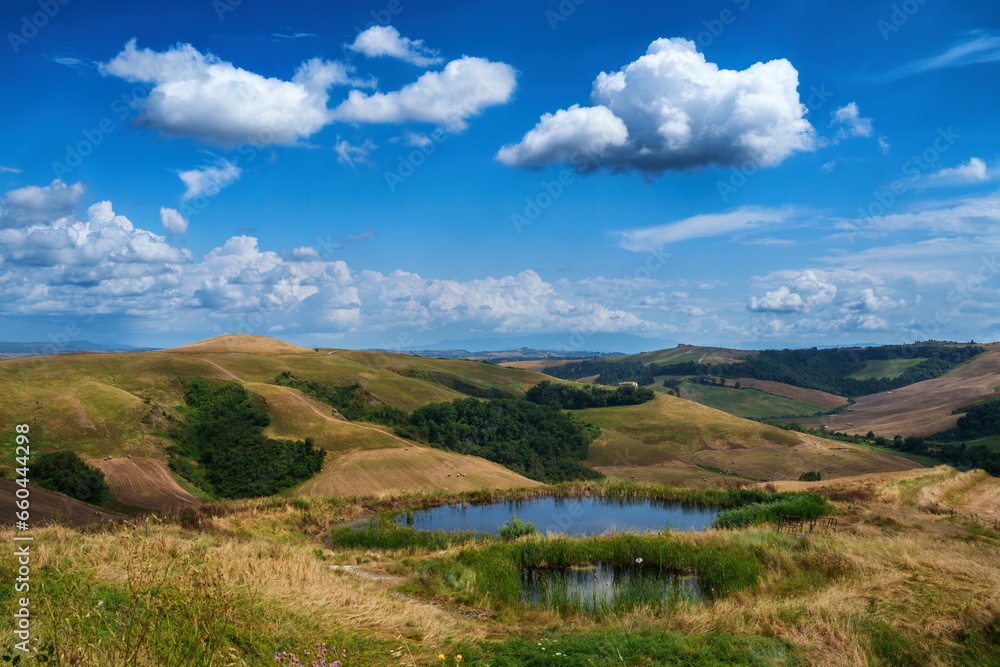 Rural landscape in Val d Orcia, Tuscany, at summer