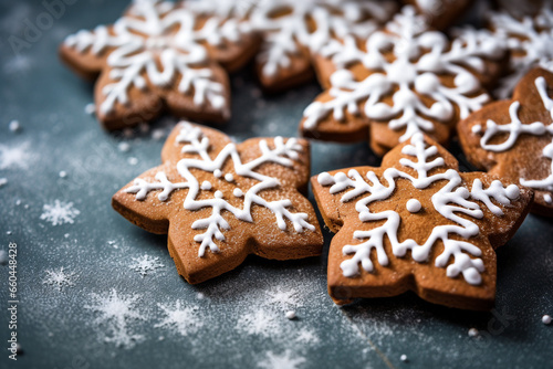 illustration of christmas gingerbread cookies. Created with Generative AI