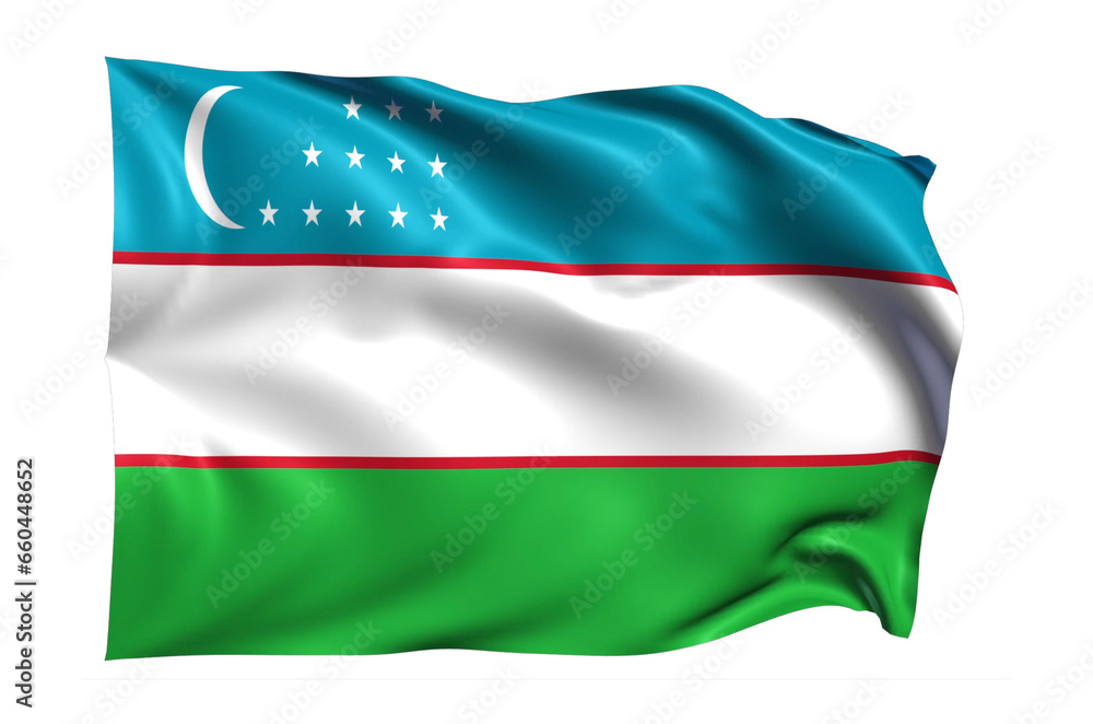 Fototapeta premium Uzbekistan flag on transparent background