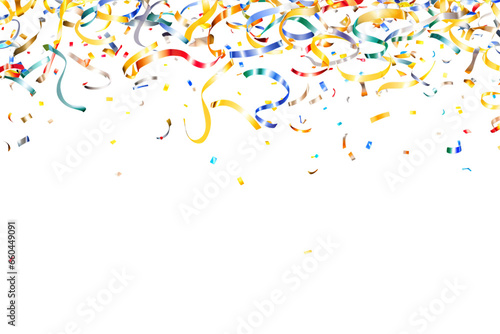 Long Colorful   Multicolor Falling Confetti isolated on transparent background cutout PNG
