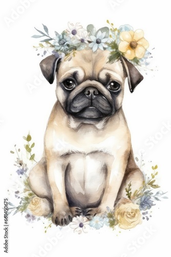 pug with a flower © Stasie