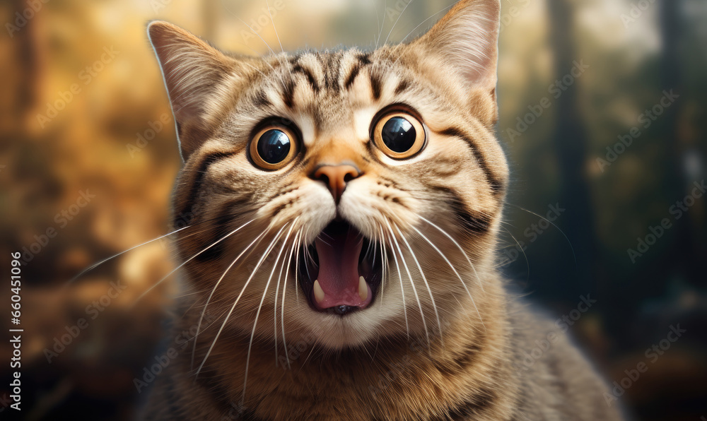 Shocked cat with wide-open mouth. Shocked cat with wide-open mouth.