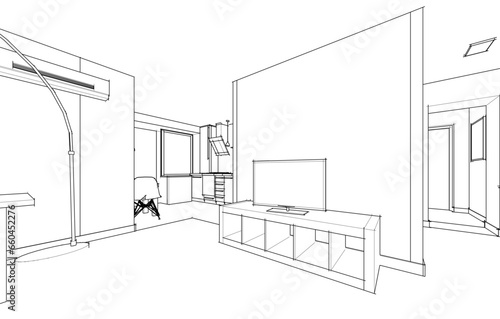 Apartment interior architectural drawing