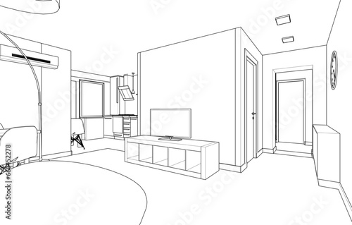 Apartment interior architectural drawing
