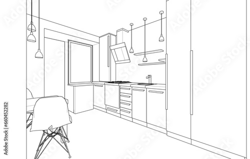 Apartment interior architectural drawing