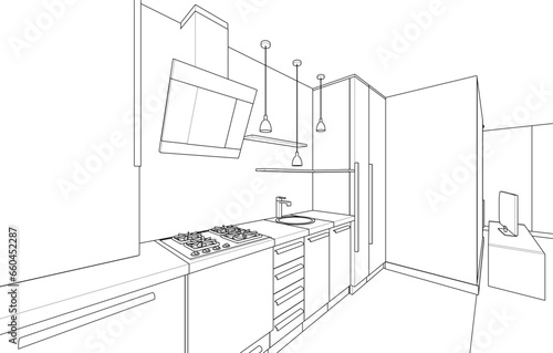 Apartment interior architectural drawing