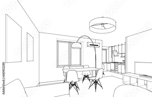 Apartment interior architectural drawing