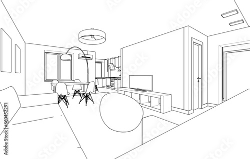 Apartment interior architectural drawing
