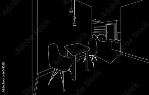 Apartment interior architectural drawing