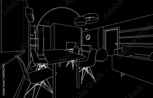 Apartment interior architectural drawing
