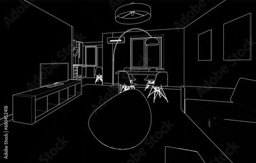 Apartment interior architectural drawing