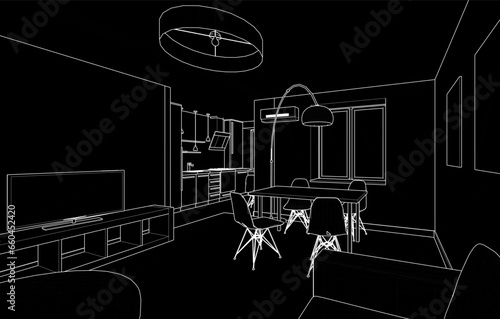 Apartment interior architectural drawing