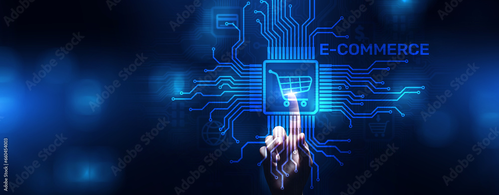 E-commerce online shopping internet marketing technology concept. E-commerce online shopping internet marketing technology concept.