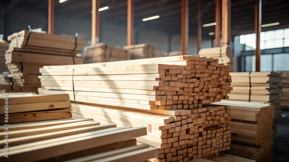 Fototapeta premium Corner parts of stacked lumber or timber.