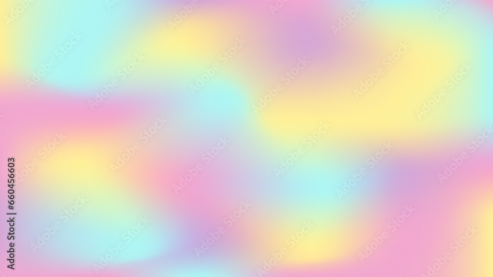 Obraz premium Y2K holographic gradient set. Iridescent aura pastel rainbow mesh backgrounds. Soft blurry pink, blue and mint textures for social media templates and other graphic designs.
