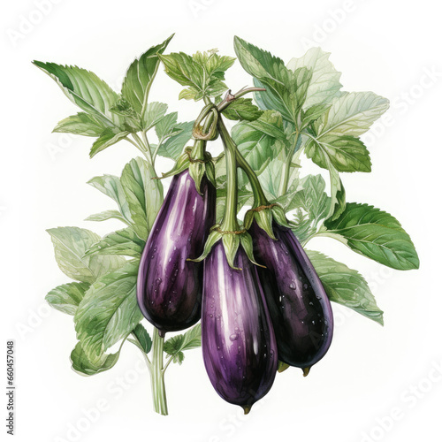 watercolor Eggplant Teaclipart, Generative Ai