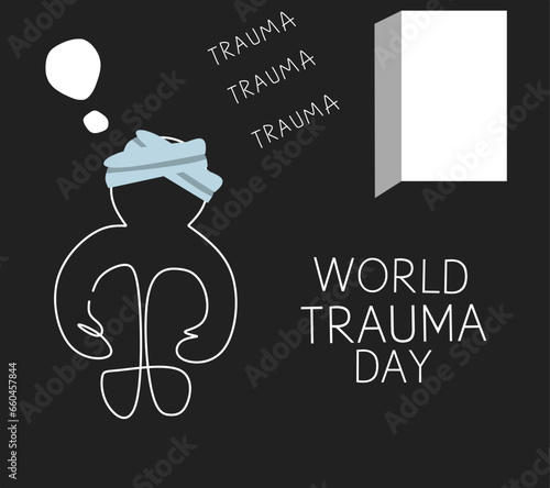 World Trauma Day continuous one line drawing