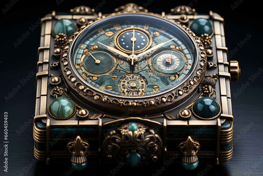 Collector's vintage watch and jewelry box, narrating the history of horology and adornment, Generative AI