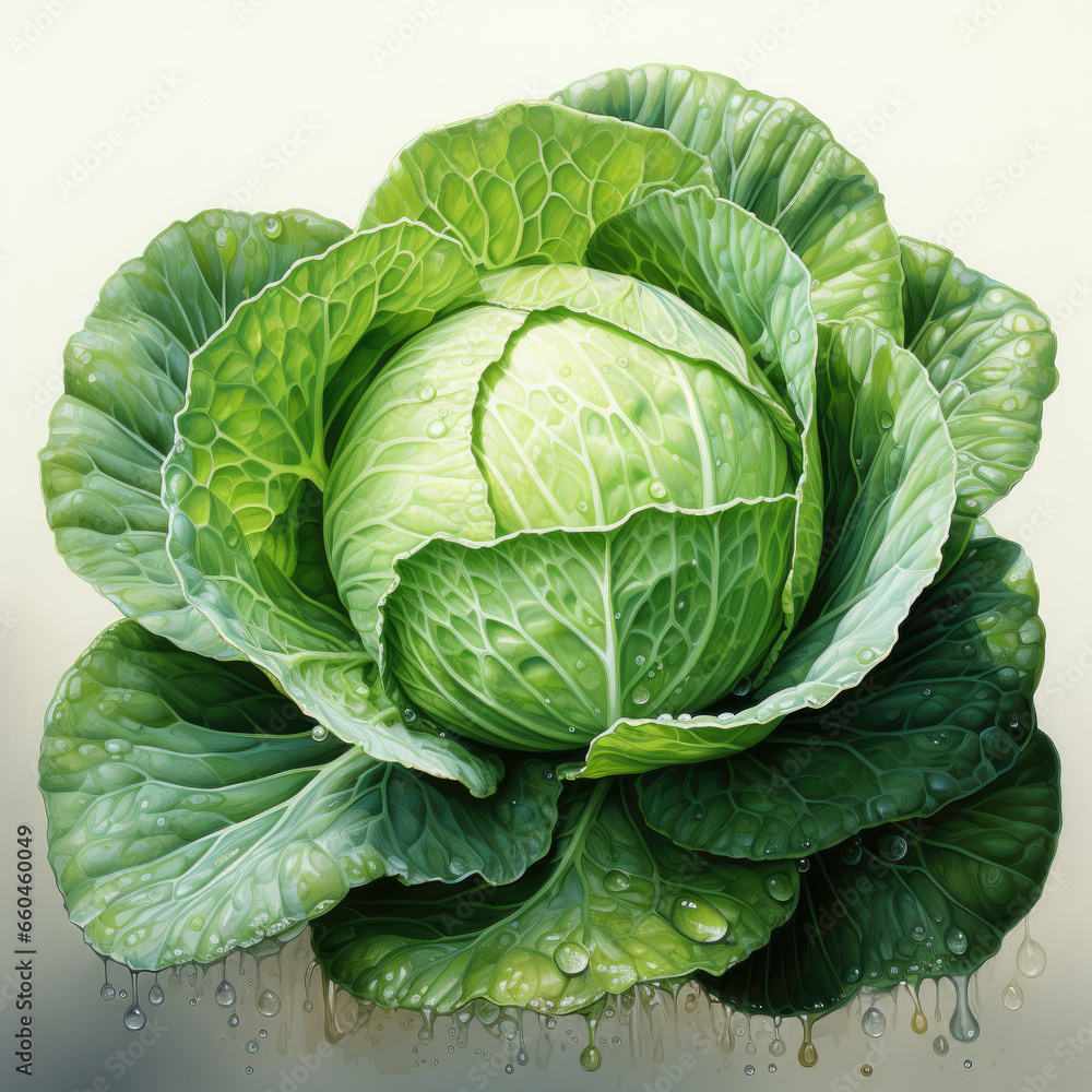 Fototapeta premium watercolor Cabbage clipart, Generative Ai