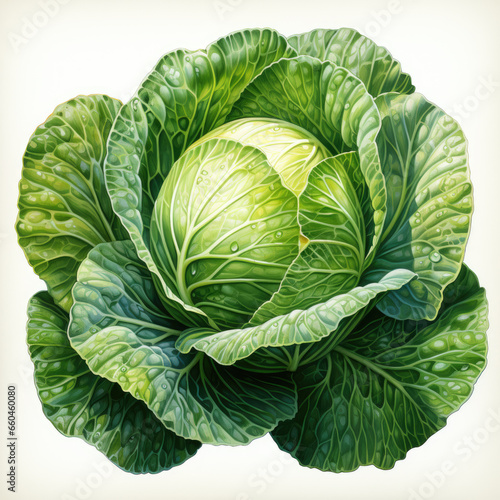 watercolor Cabbage clipart  Generative Ai