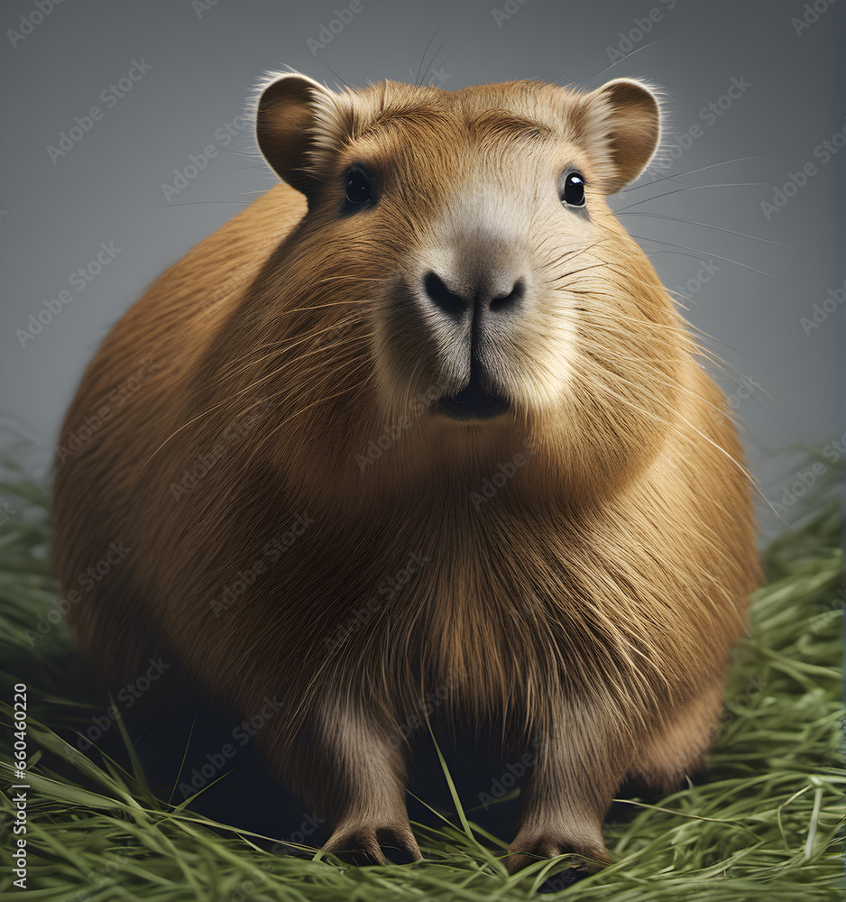 Close-up Portrait of a Capybara, South American Giant Rodent. generative AI Close-up Portrait of a Capybara, South American Giant Rodent. generative AI