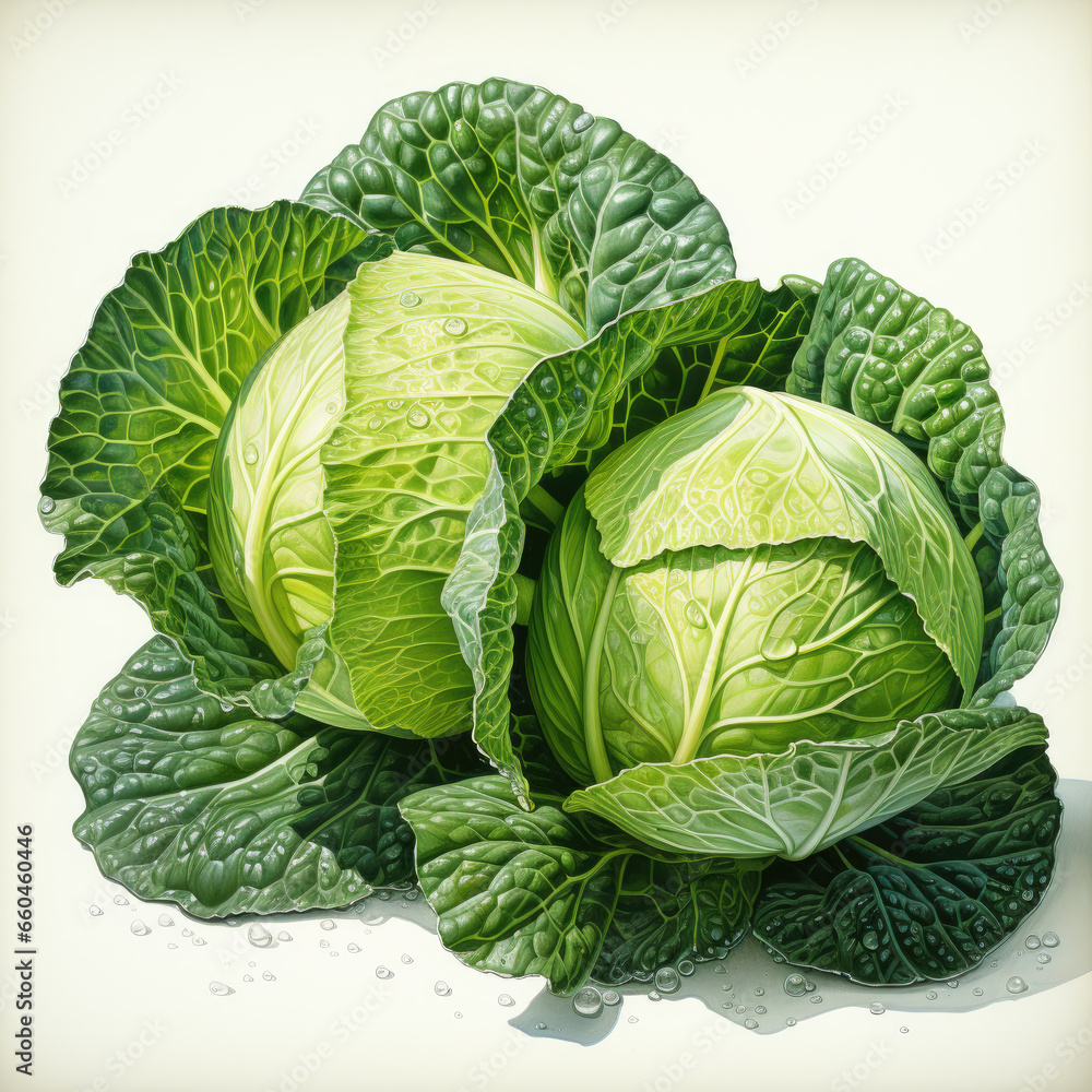 Fototapeta premium watercolor Cabbage clipart, Generative Ai
