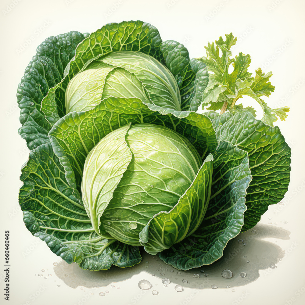 Fototapeta premium watercolor Cabbage clipart, Generative Ai