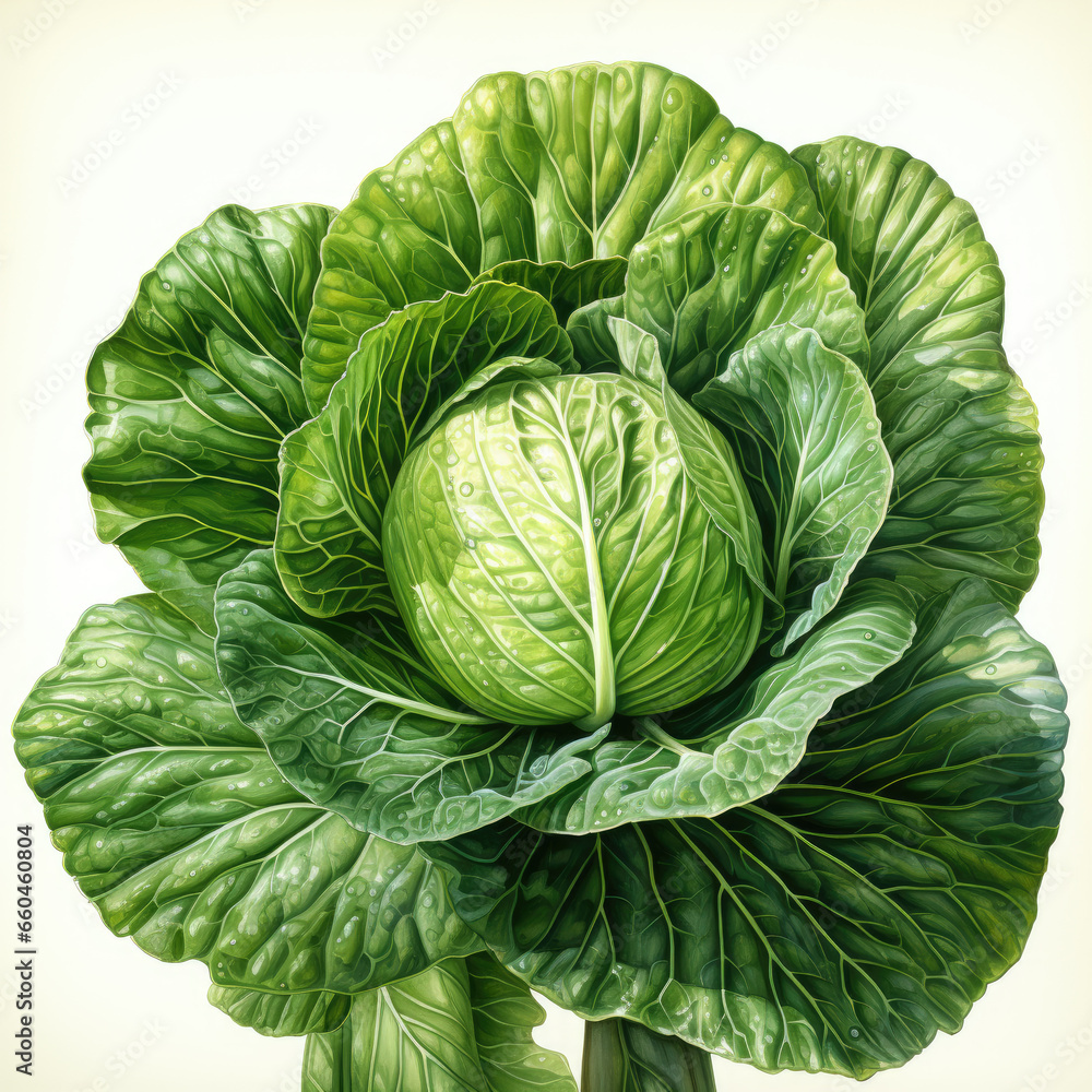 Fototapeta premium watercolor Cabbage clipart, Generative Ai