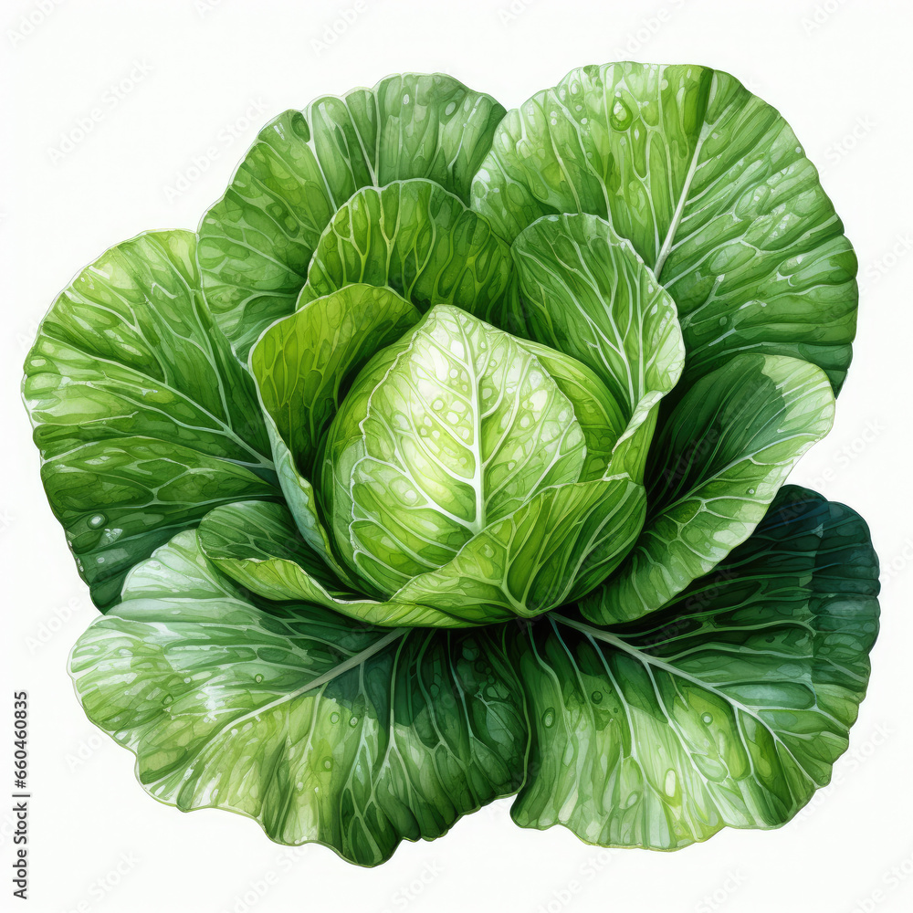 Fototapeta premium watercolor Cabbage clipart, Generative Ai