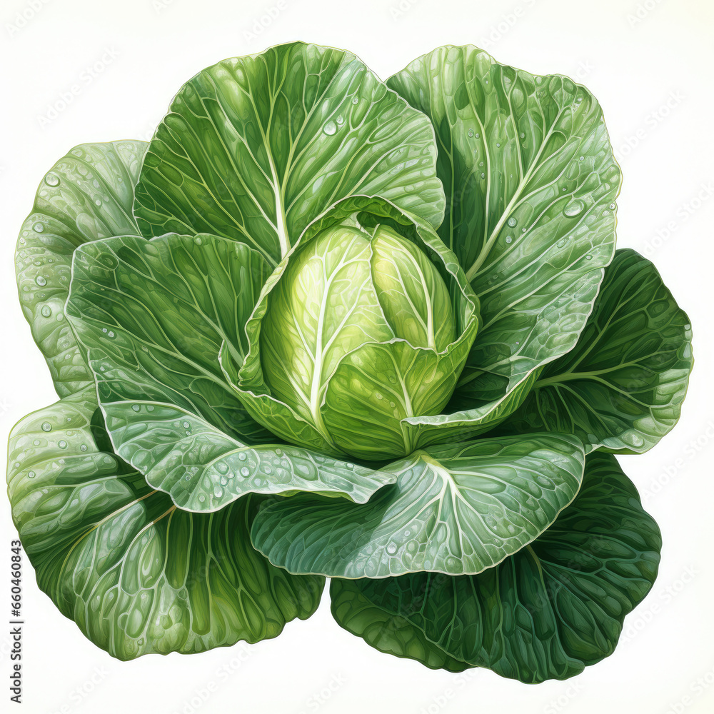Obraz premium watercolor Cabbage clipart, Generative Ai