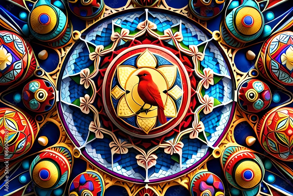 monogram with bird in center, monogram with red sparrow