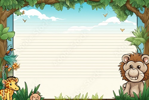 A zoo and animals themed banner design with frame and copy space photo
