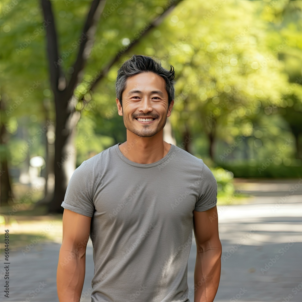 40s Asian Man Diverse T Shirt Model Mockup Blank Grey Gray Shirt 40s Asian Man Diverse T Shirt Model Mockup Blank Grey Gray Shirt