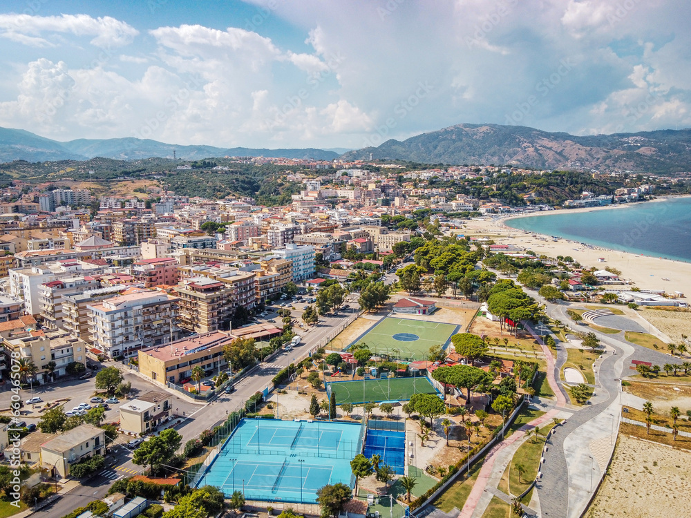 Obraz premium Aerial shot of dowtown Soverato Italy in Southern Italy region of Calabria